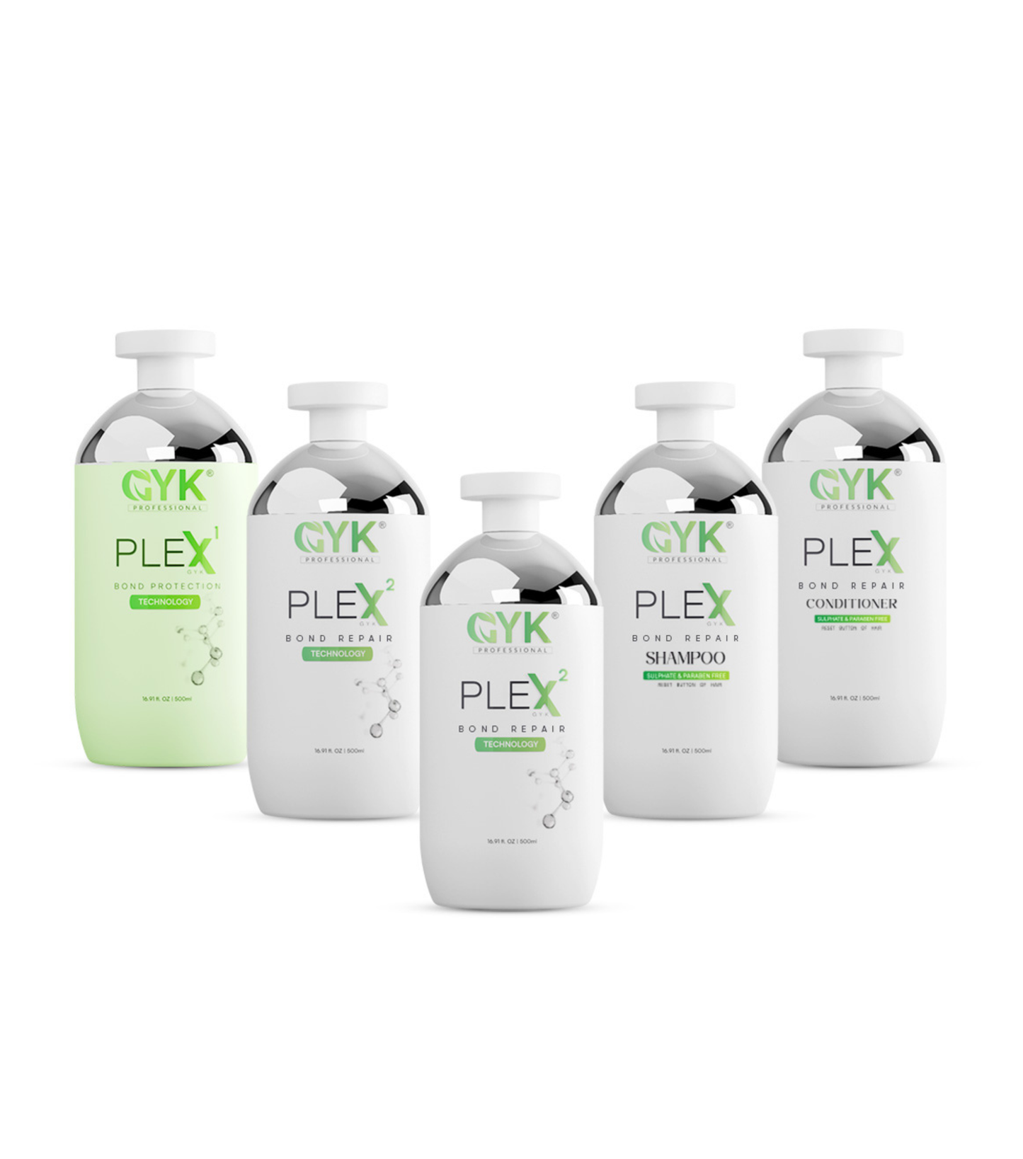 PLEX Bond Repair System Combo – 500ml (No.1 + No.2 x2 + Shampoo + Conditioner)
