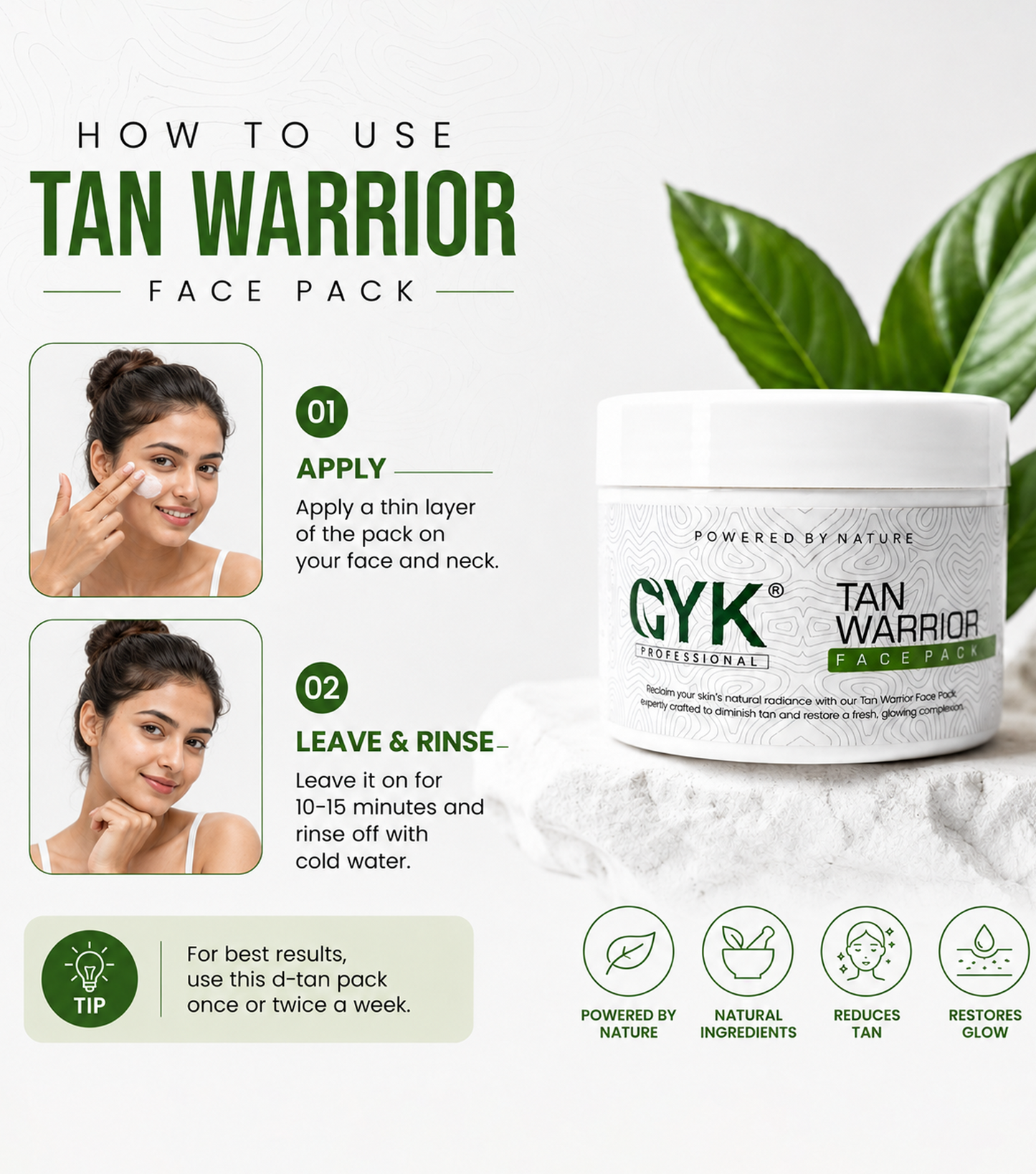 GYK Professional Tan Warrior Face Pack 400gm