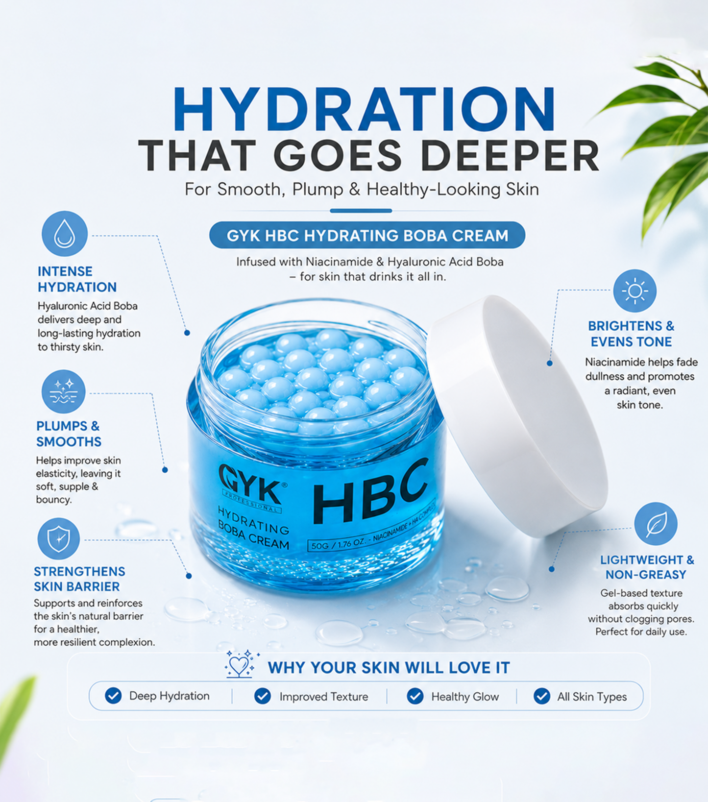 HBC Hydrating Boba Cream – Niacinamide & Hyaluronic Acid Moisturizer (50g)