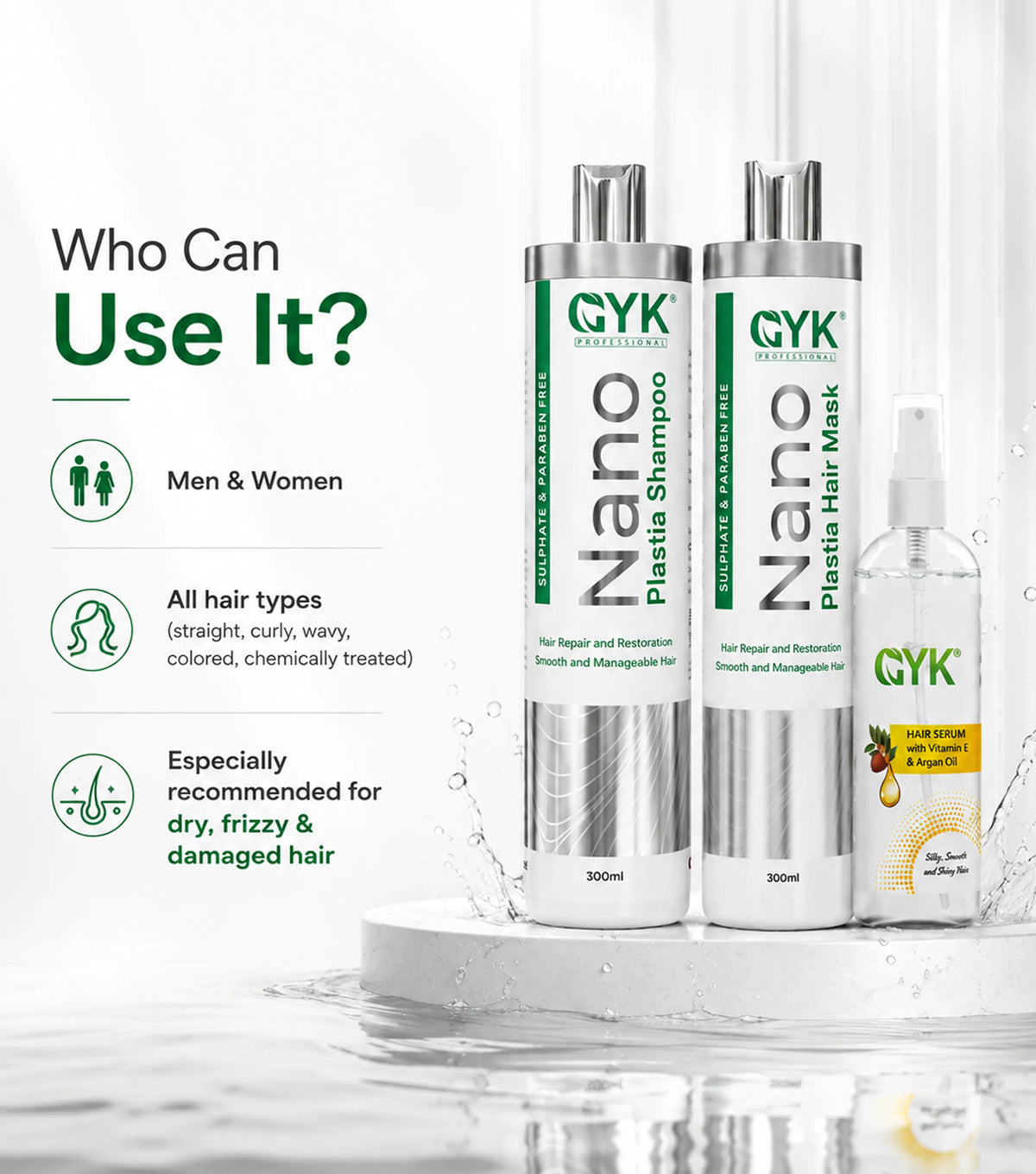 Nano Plastia Hair Care (Combo) Shampoo + Hair Mask  + Serum