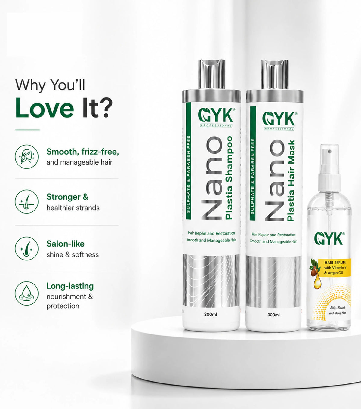 Nano Plastia Hair Care (Combo) Shampoo + Hair Mask  + Serum