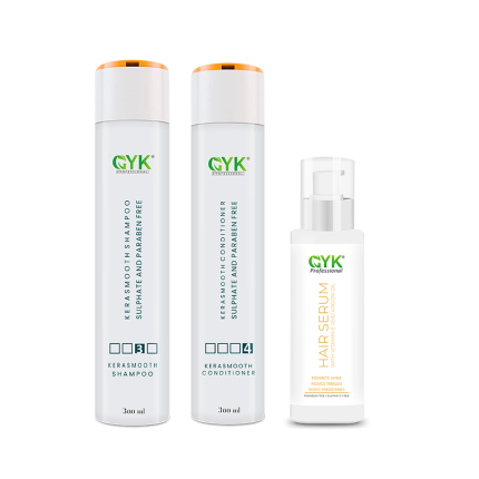 the gyk kerasmooth shampoo,conditioner and serum